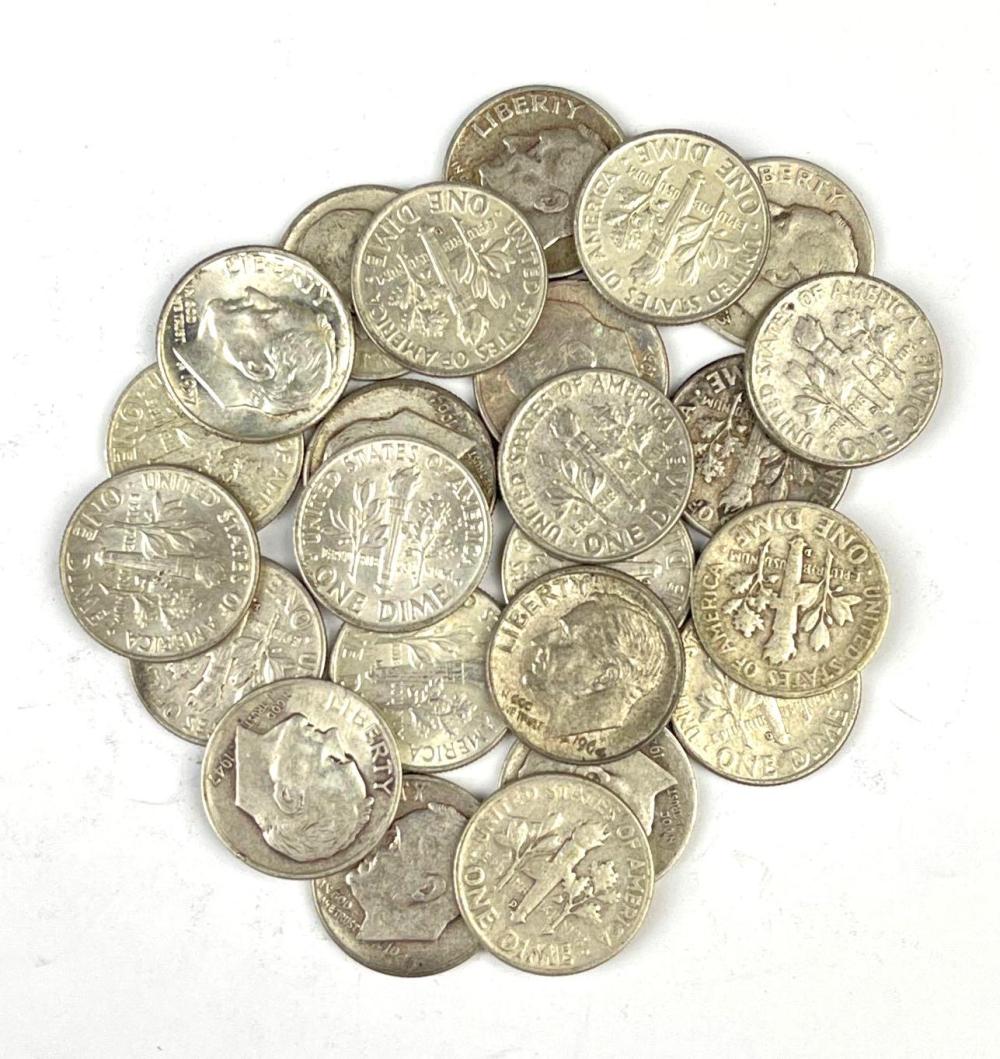 Group of 24 US Roosevelt Silver Dimes