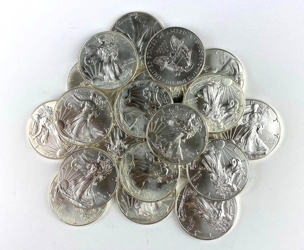 Group of 20 2021 US 1 Oz American Silver Eagles