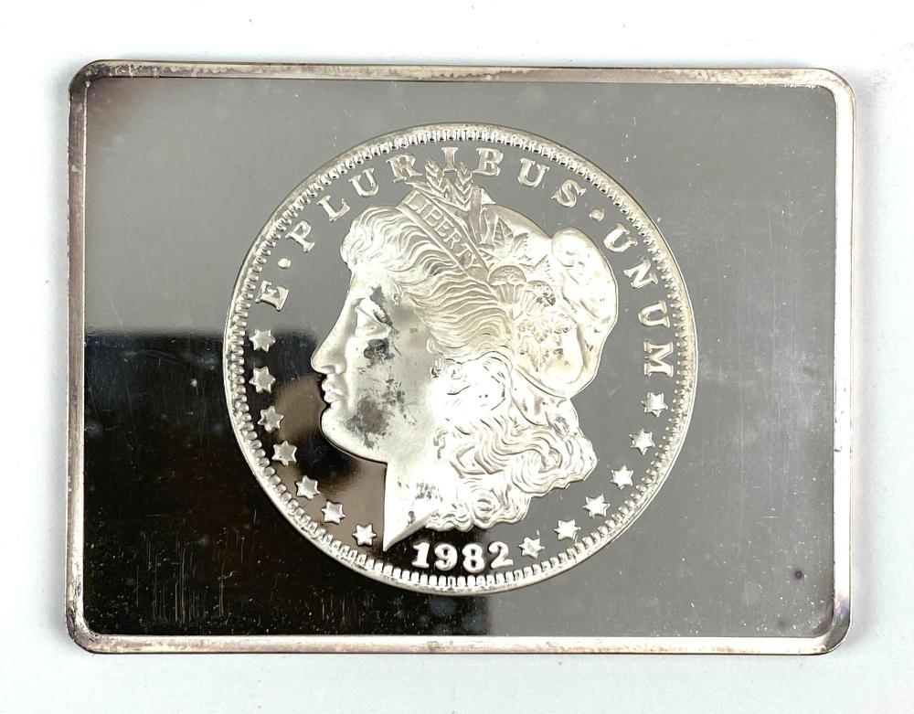 SUPER RARE 1982 Morgan Design 2 oz .999 Silver Ingot/ Bar