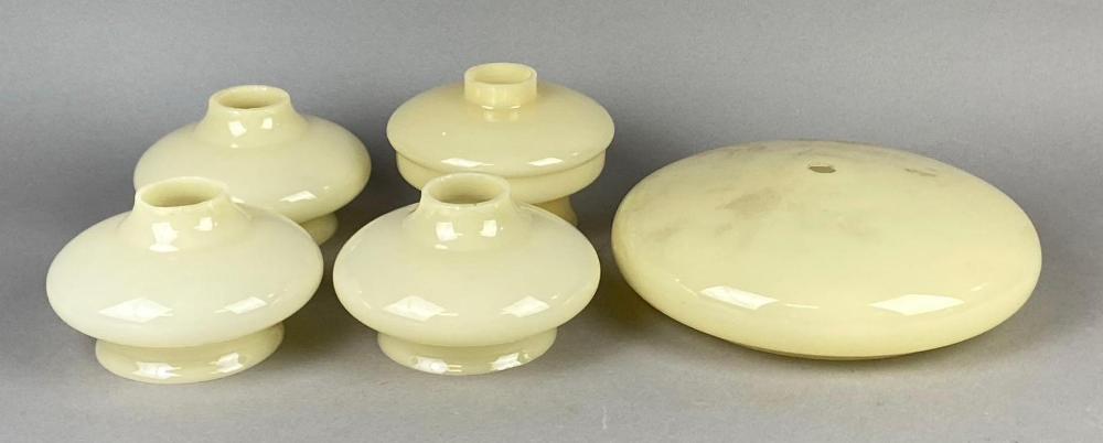 Group of 5 Antique 1930’s Art Deco Custard Glass Chandelier Shades