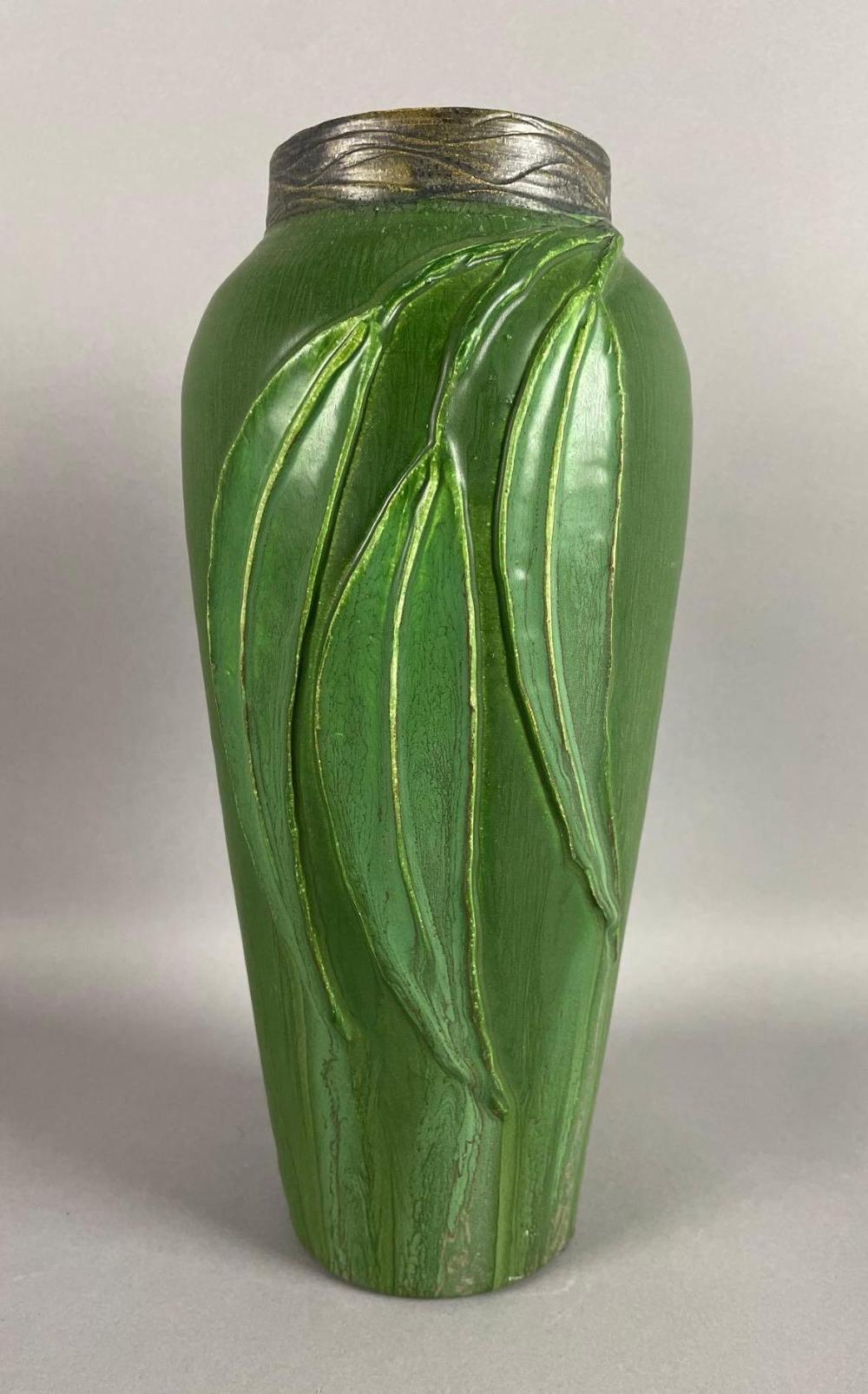 Ephraim Pottery Signed Green Pacific Eucalyptus Vase