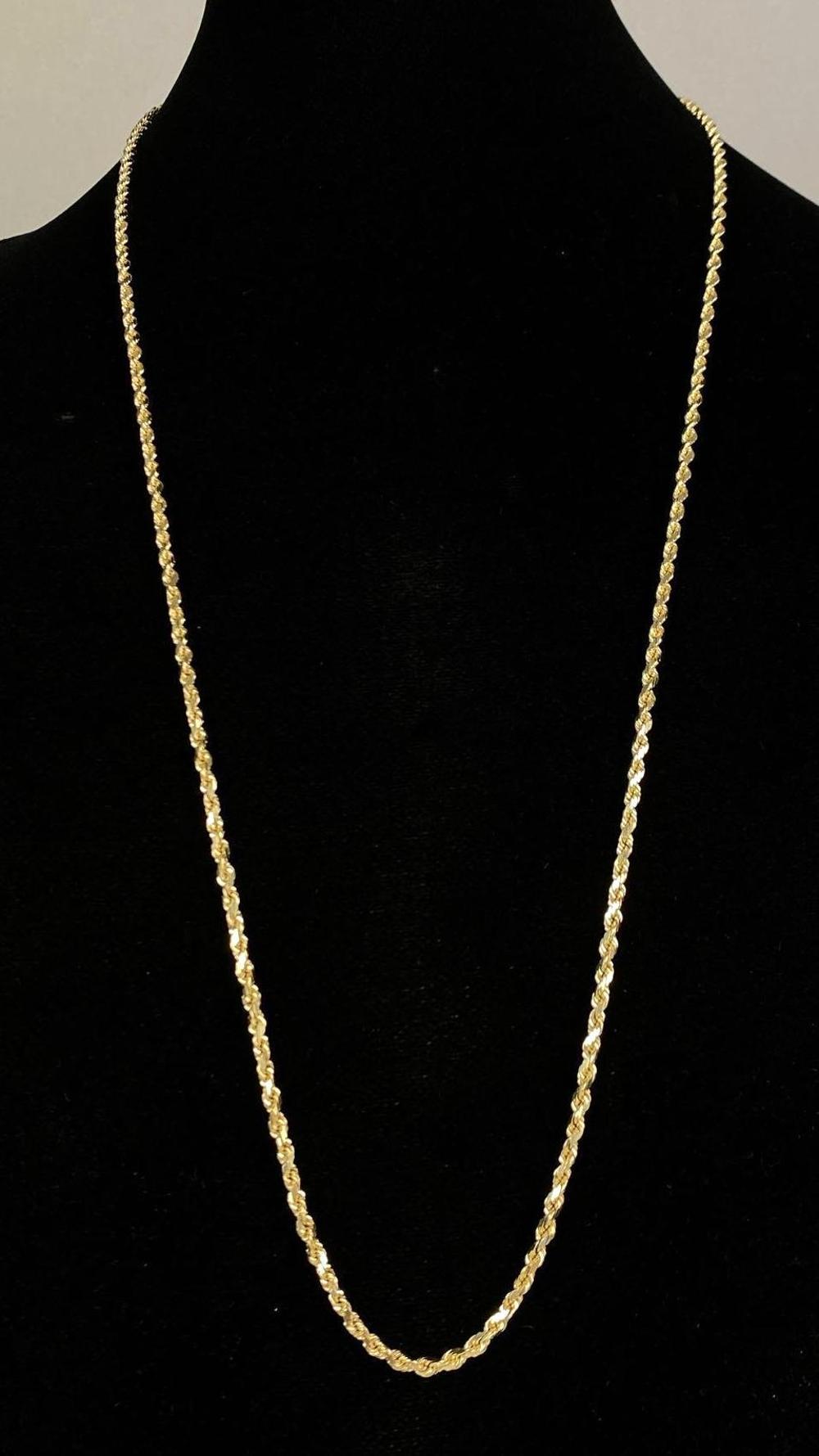 CIL Signed 14K Yellow Gold Rope Twist Chain Necklace