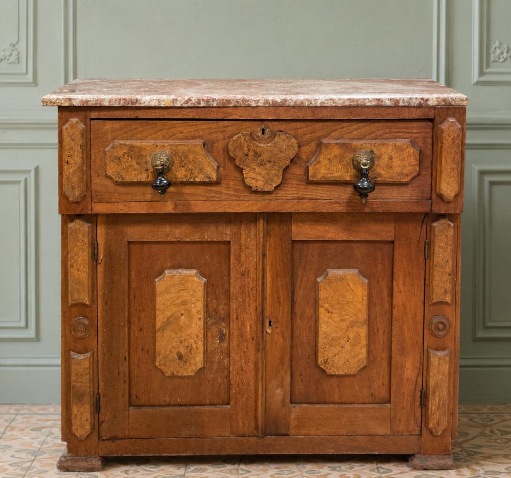 Antique Victorian Walnut Washstand with Marble Top
