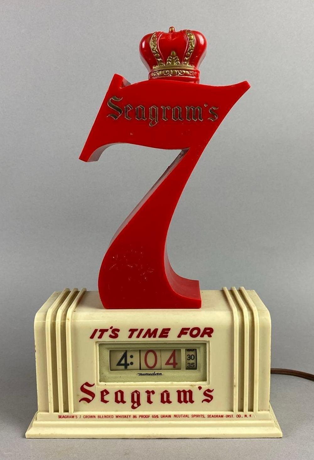 Vintage 1960’s Seagrams 7 Crown Light-Up Advertising Clock