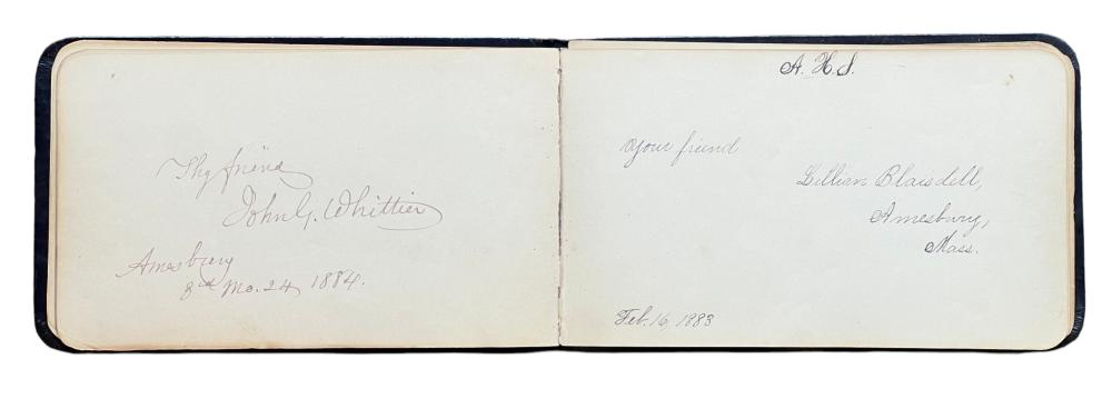 AMESBURY AUTOGRAPH BOOK with WHITTIER SIGNATURE
