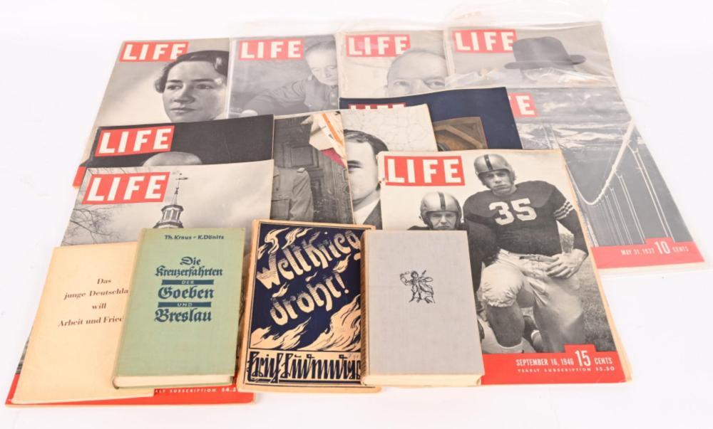 WWIII US LIFE MAGAZINE & GERMAN NAZI BOOK LOT WW2