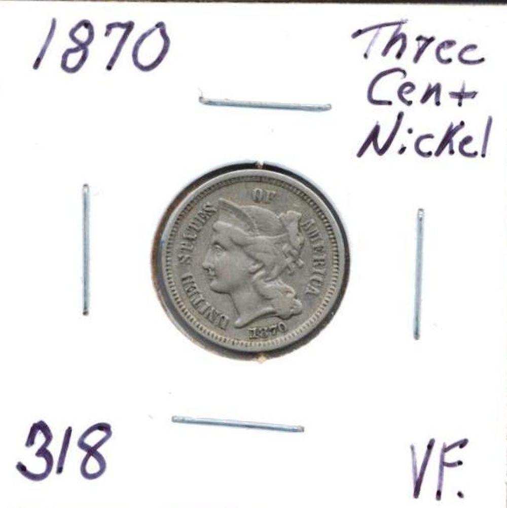 1870 3 Cent Nickel VF