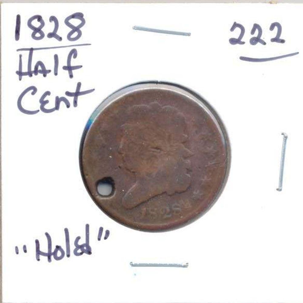 1828 Half Cent "Holed"