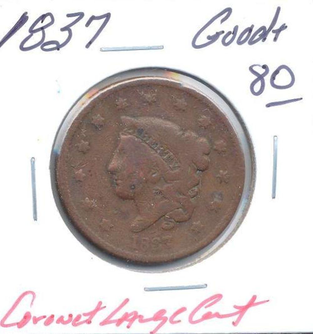 1837 Coronet Large Cent Good+