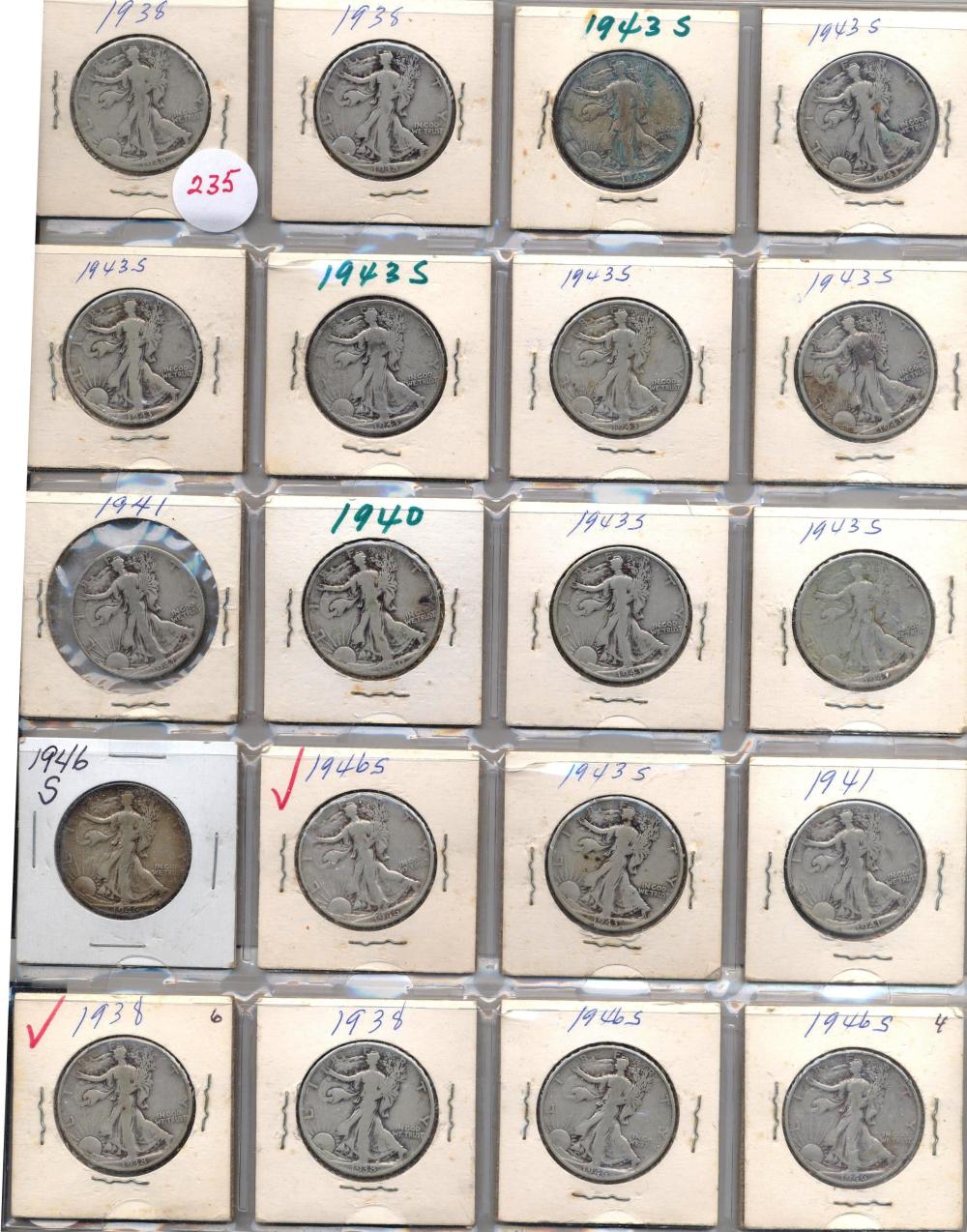 20- Walking Liberty Half Dollar Mixed Dates