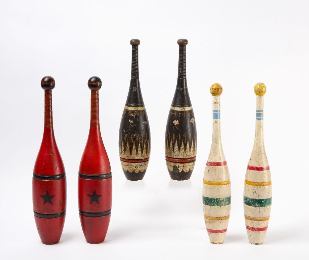 Three Pairs of Painted Exercise Pins