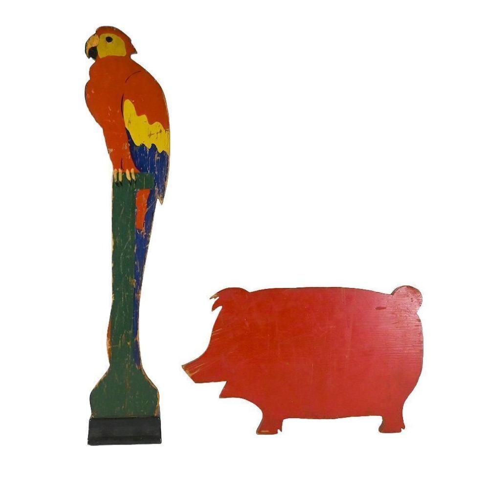 Two Folk Painted Animal Woodcuts