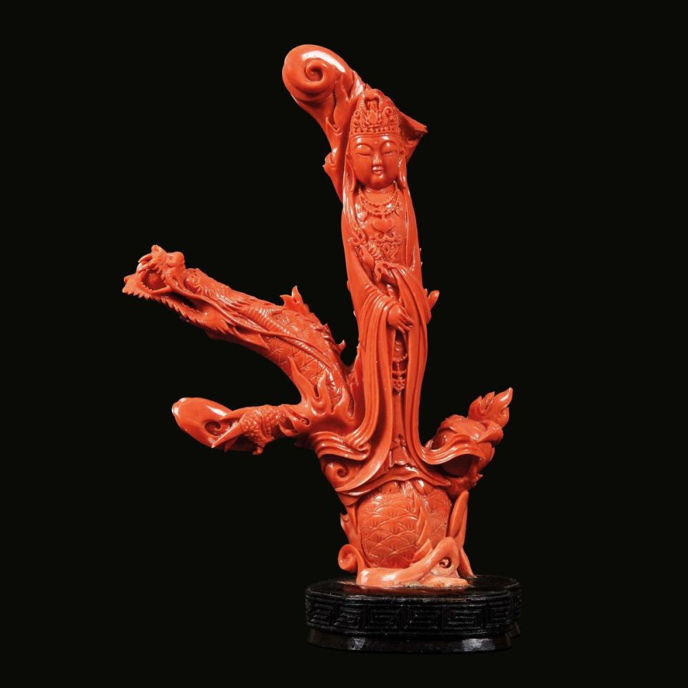 A RED CORAL FIGURE OF GUANY... image