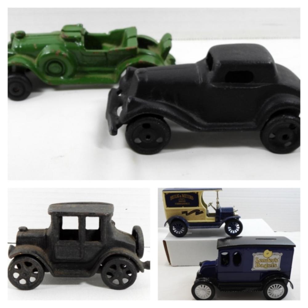 VINTAGE CAST IRON FORD MODELS & COIN BANKS LOT