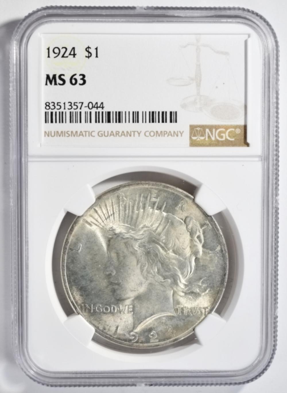 1924 PEACE DOLLAR MS63 NGC