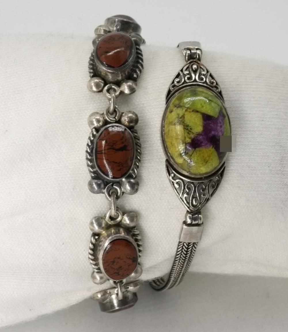 2 STERLING SILVER GEMSTONE BRACELETS