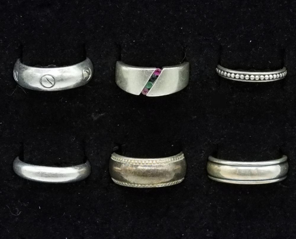 SIX STERLING RINGS