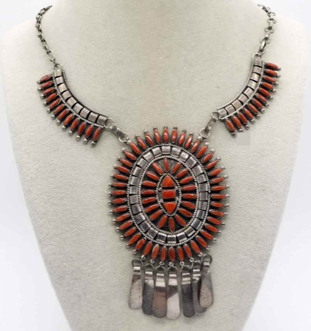NATIVE AMERICAN 925 CORAL NECKLACE