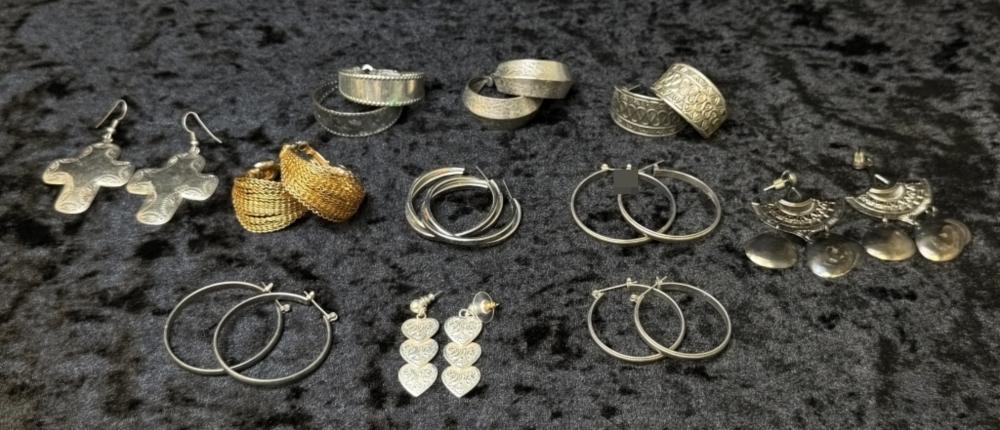 COSTUME EARRING LOT, 11 PAIRS image