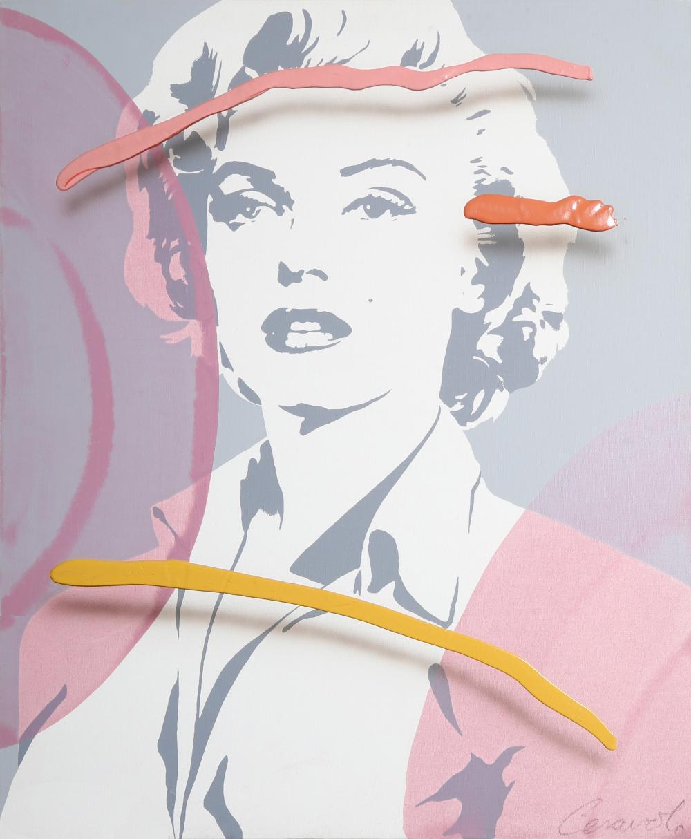 JIM CERAVOLO, MARILYN MONROE, ACRYLIC AND SCREENPRINT ON CANVAS
