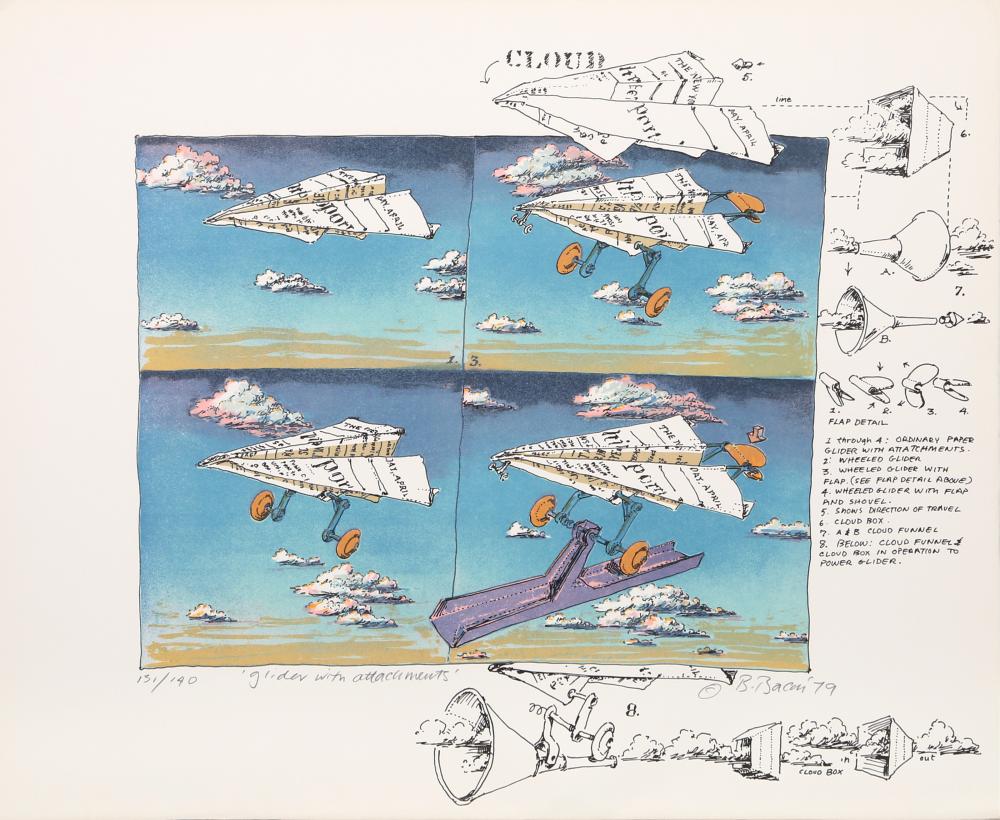 BRUCE BACON, GLIDER WITH ATTACHMENTS, LITHOGRAPH
