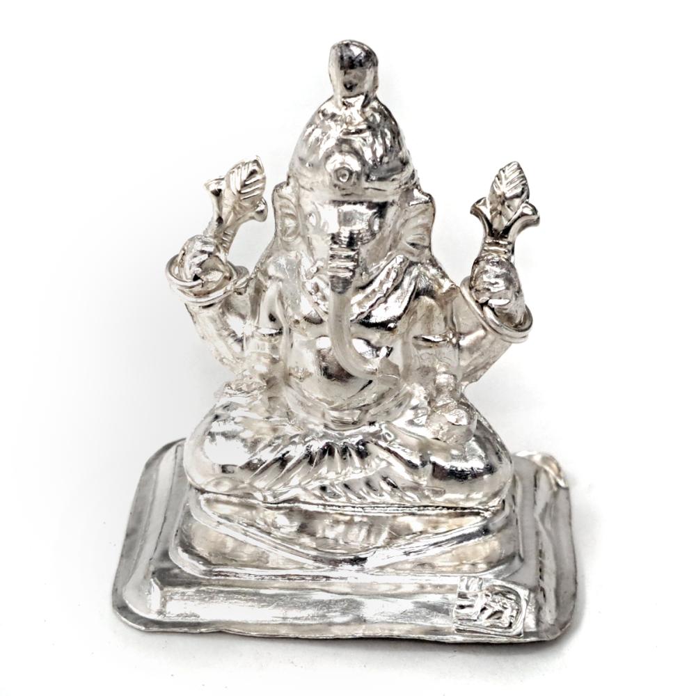 SILVER PLATED GANESH IDOL STATUETTE FIGURINE