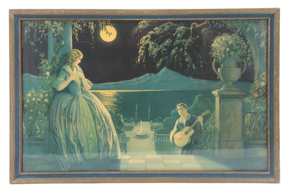 Roy Richards, Vintage 20th Century American Lithograph on Paper, "Moonlight Serenade"