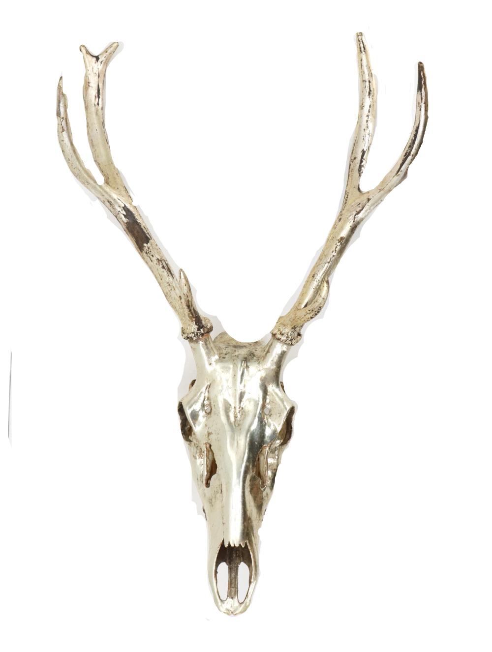 Silver Tone Reindeer Skull with Antlers