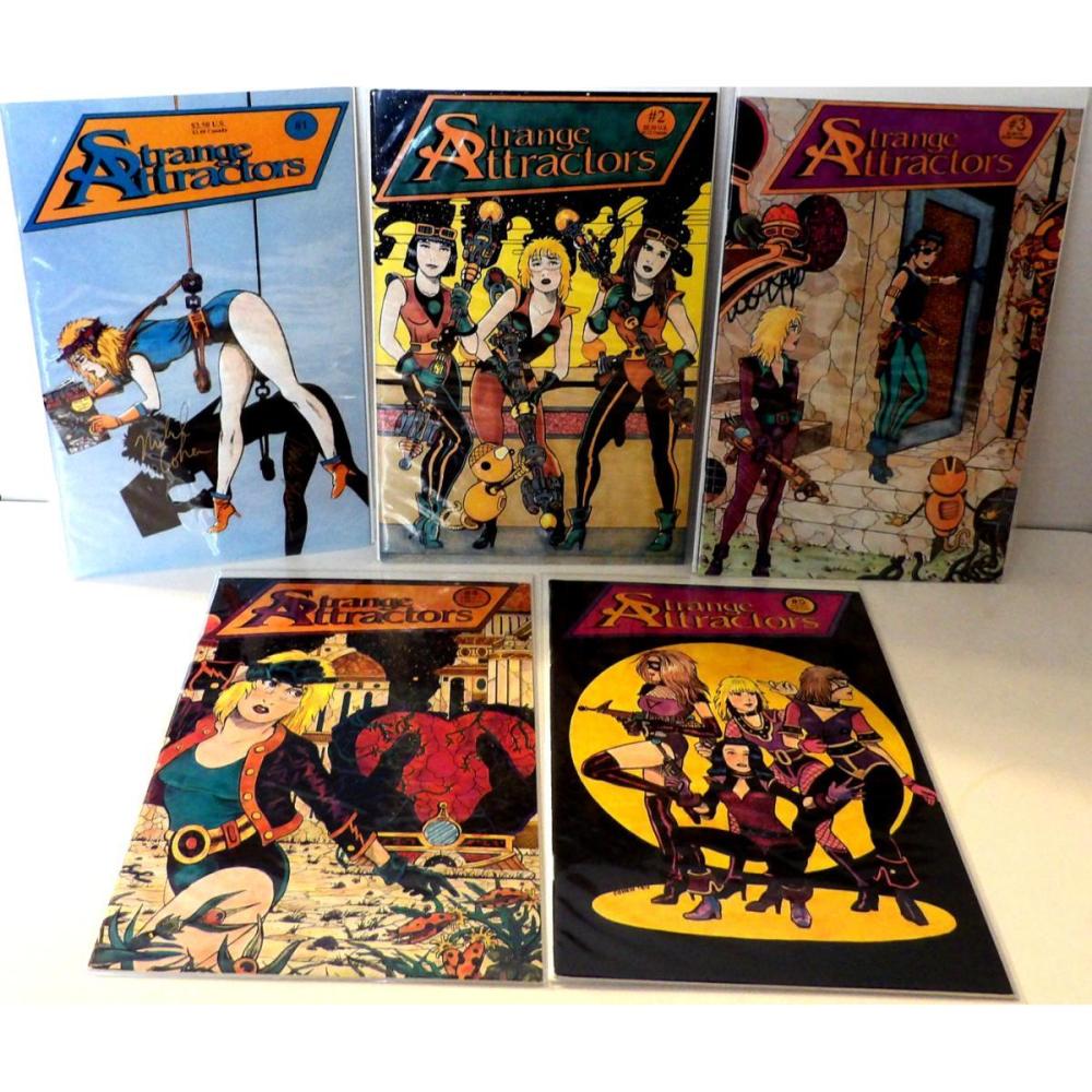 5 RetroGraphix Comics STRANGE ATTRACTOR S#1-#5 1993-1994 #1 is signed by Michael Cohen & Mark Sherman