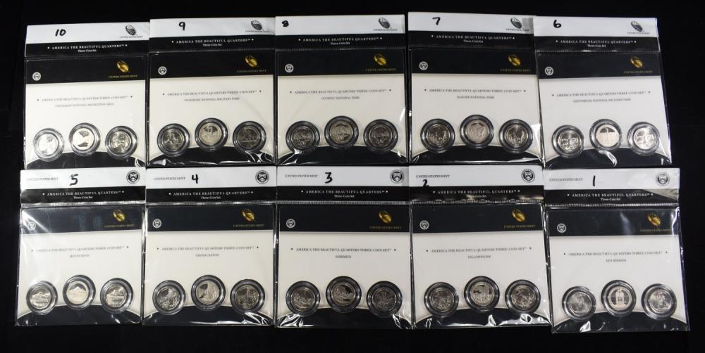 (10) AMERICA THE BEAUTIFUL QUARTERS 3 COIN SETS