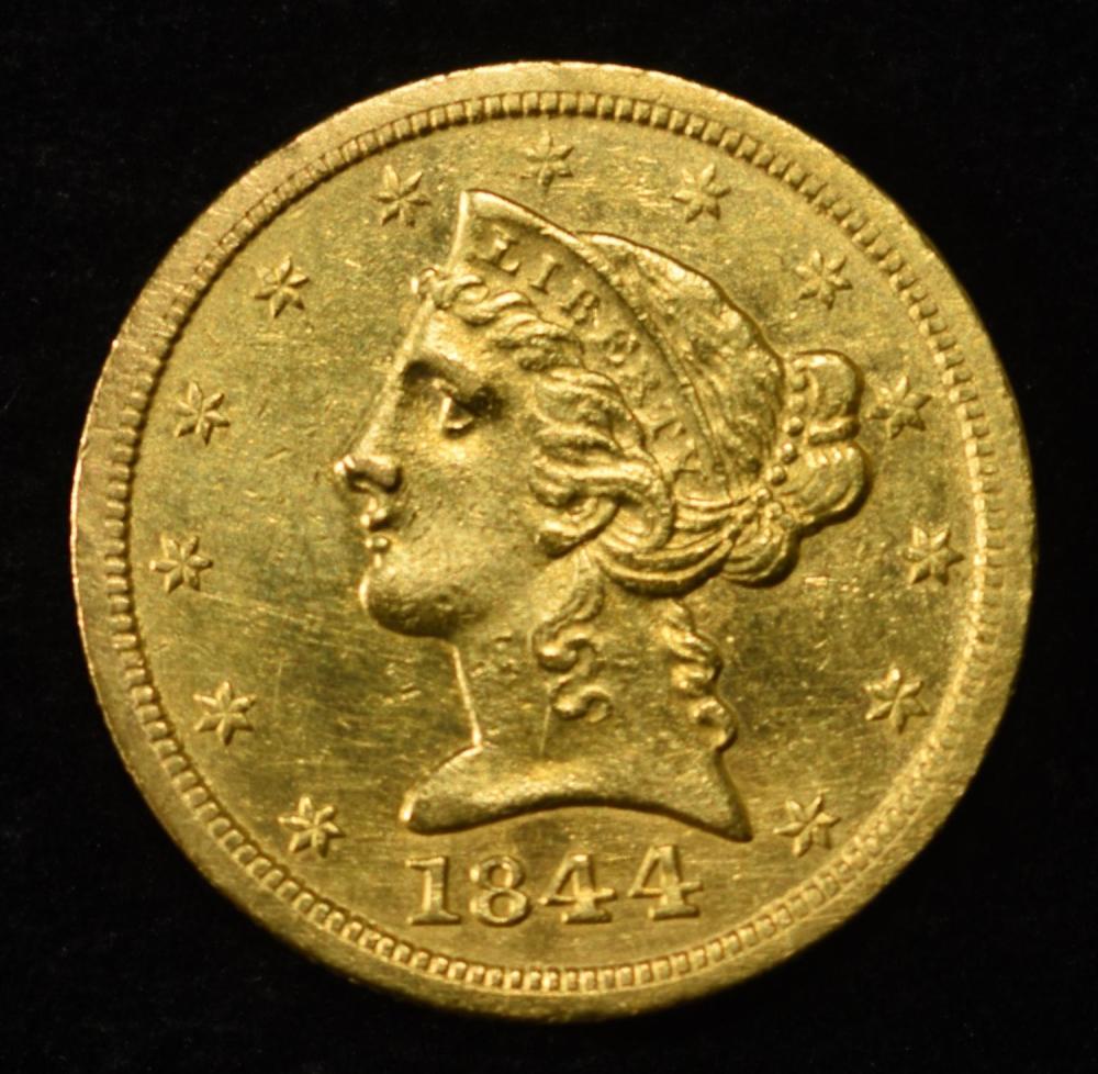 1844-O $5 LIBERTY GOLD BU OLD CLEANING
