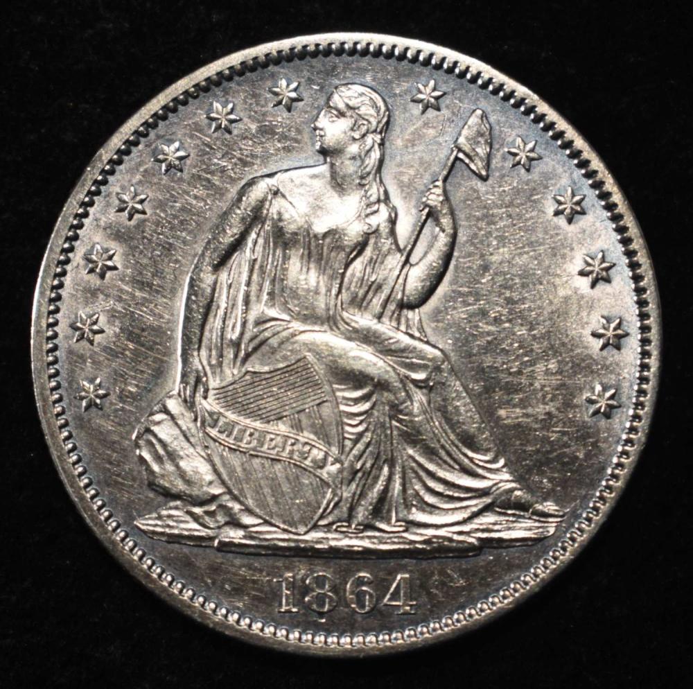 1864 SEATED LIBERTY HALF DOLLAR BU