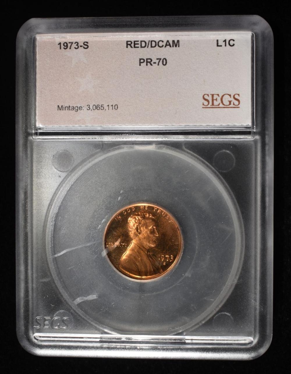 1973-S MEMORIAL CENT SEGS PERFECT GEM PROOF