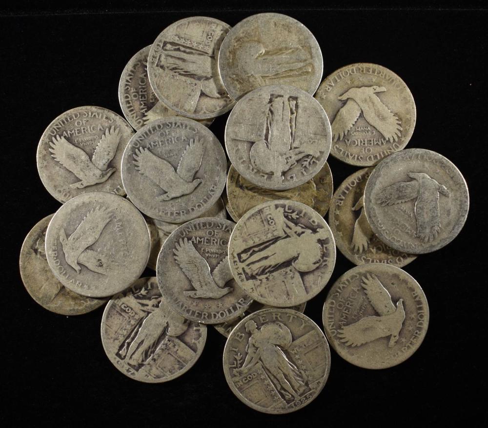 (20) 90% SILVER STANDING LIBERTY QUARTERS