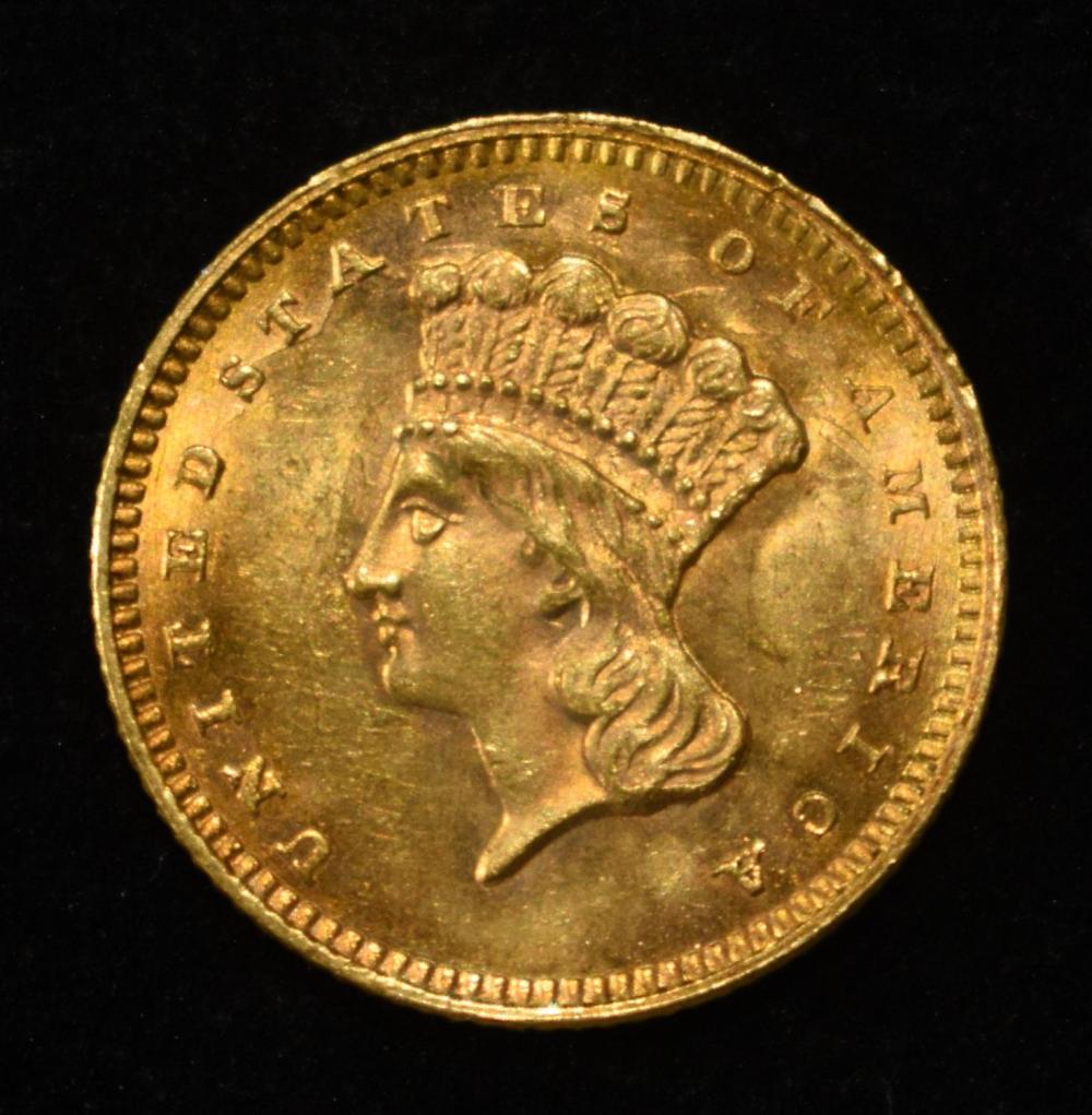 1862 TYPE3 $1 GOLD GEM BU GREAT STRIKE & COLOR