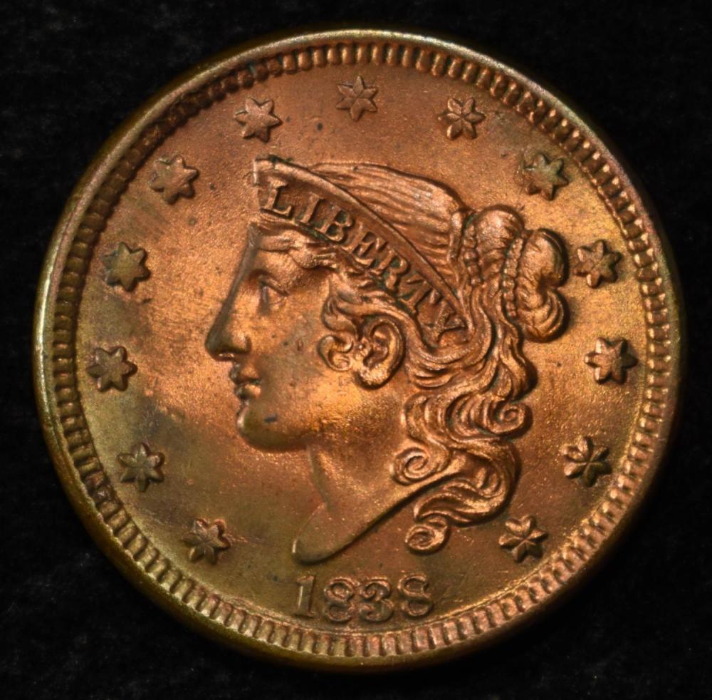 1838 CORONET LARGE CENT GEM... image