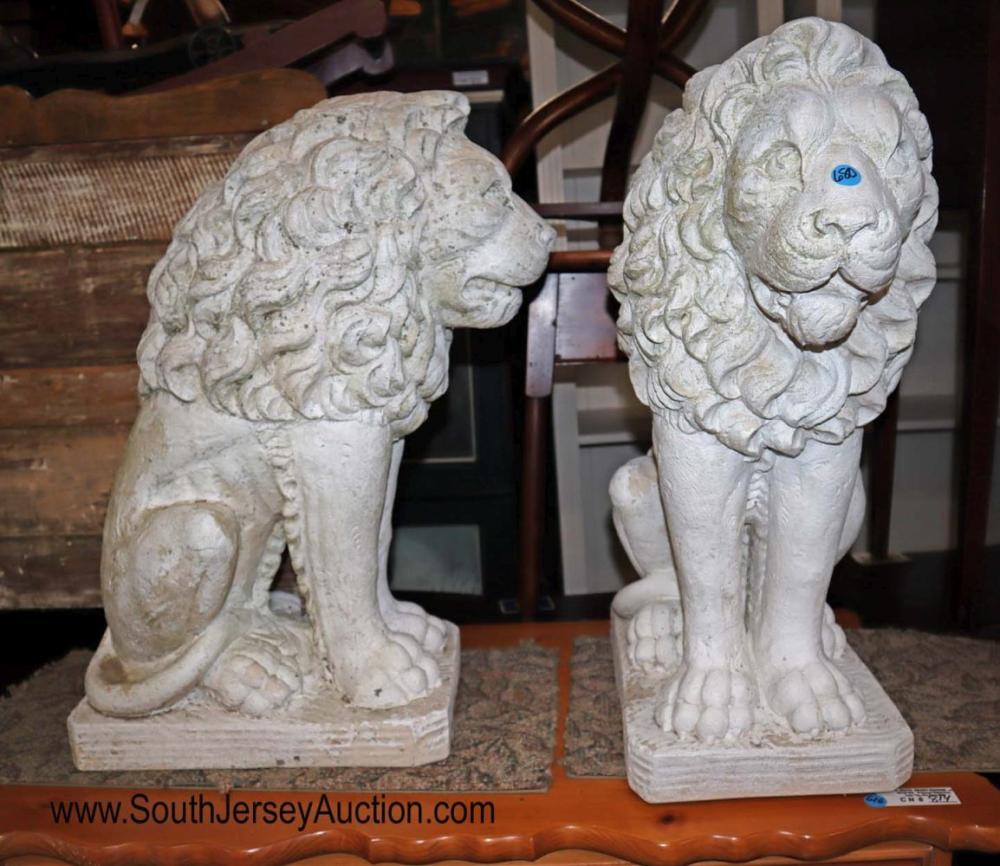 PAIR of concrete style composition driveway/decorative outdoor lions