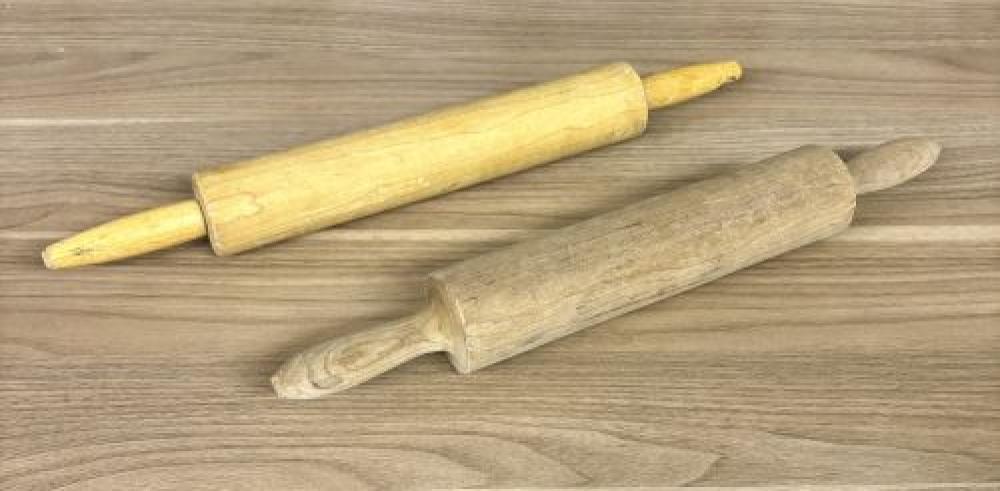 Two Vintage American Hardwood Rolling Pins 16"