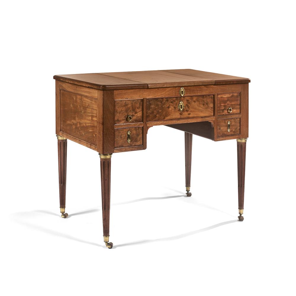 COIFFEUSE FORMANT TABLE À ÉCRIRE, ESTAMPILLÉE D.L. ANCELLET POUR DENIS-LOUIS ANCELLET ÉPOQUE LOUIS XVI