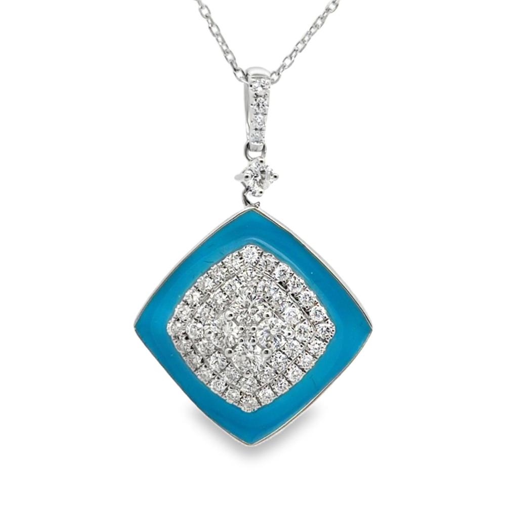 Diamond Pendant with Blue Enamel
