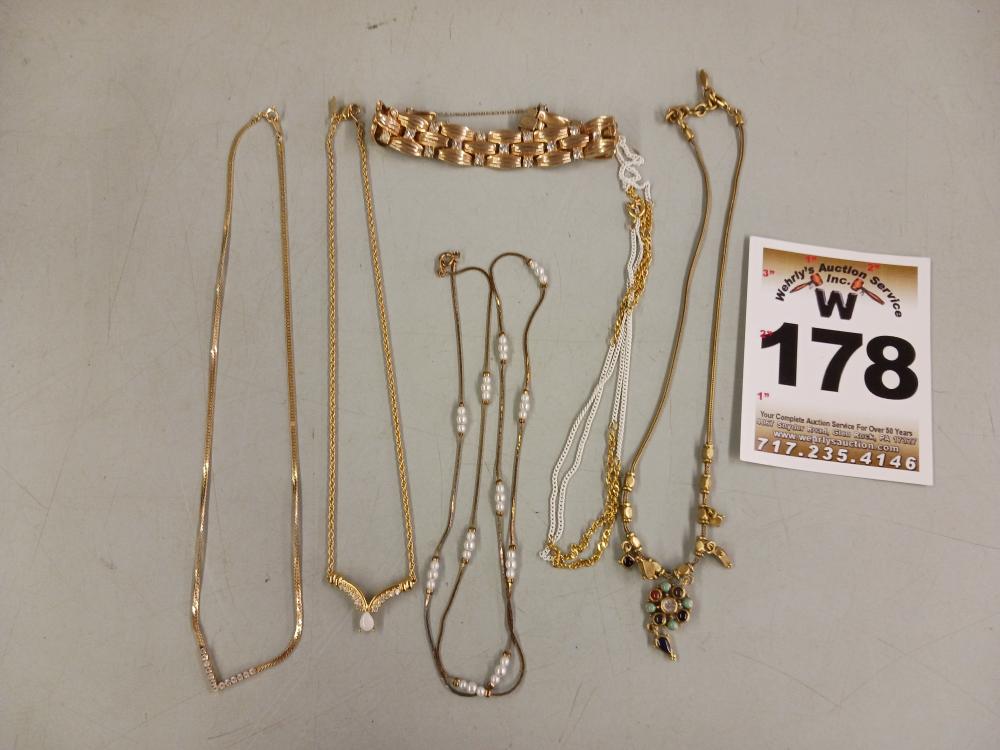 Costume Jewelry 5 Necklaces, 1 Bracelet