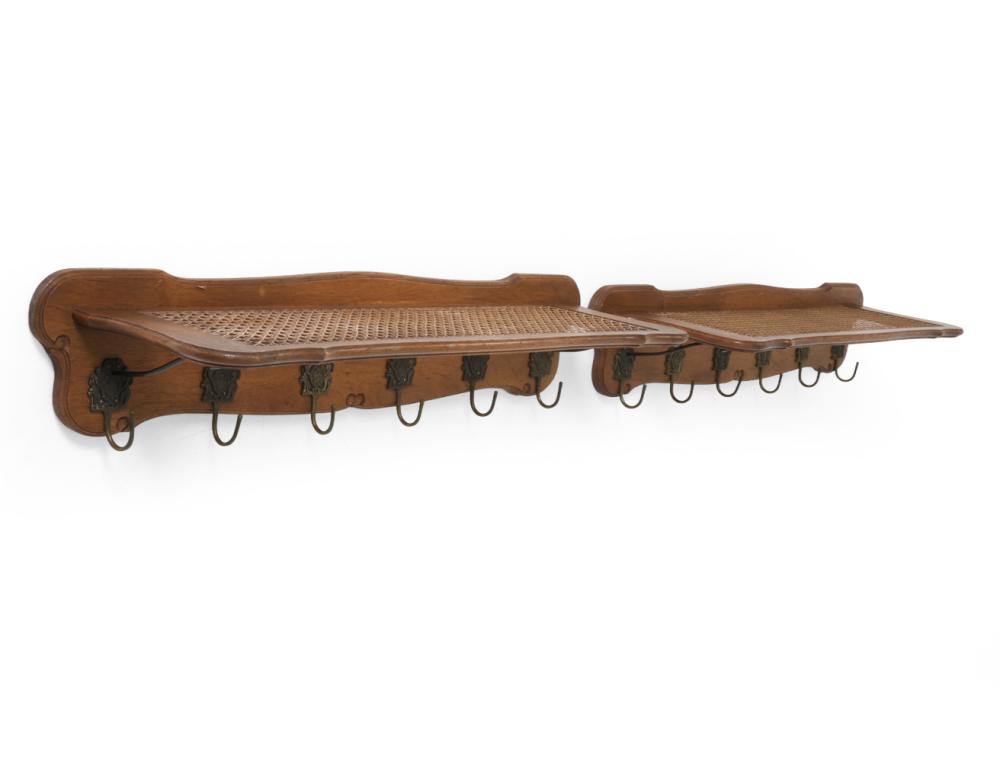 PAIR OF GERMAN CANED COAT RACKS C. 1950S