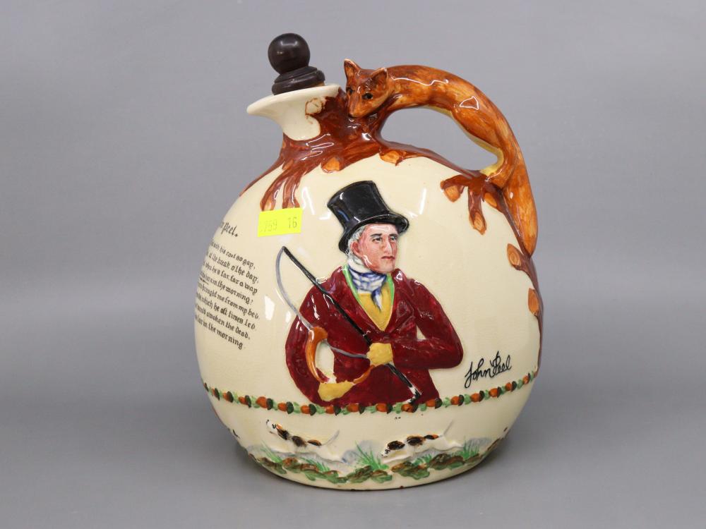 CROWN DEVON FIELDINGS JOHN PEEL MUSICAL DECANTER FOX HANDLE - WORKING