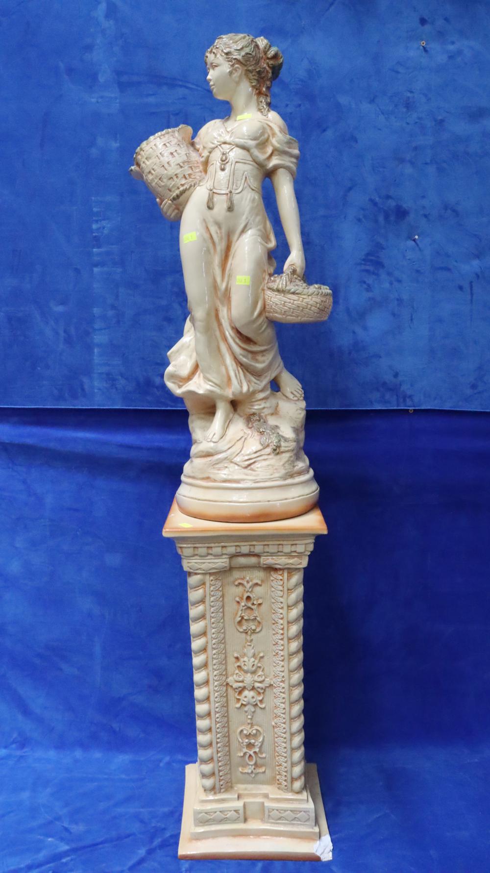 PLASTER LADY WITH STAND (A/F STAND, CORNER PIECE PROVIDED)