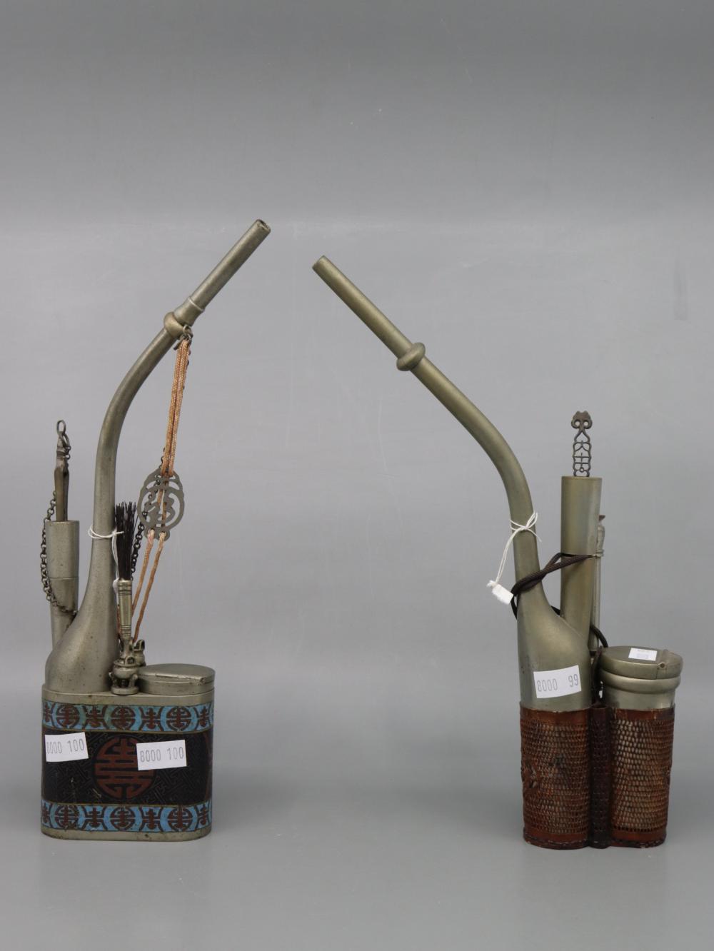 2 X VINTAGE CHINESE OPIUM PIPE SETS,
