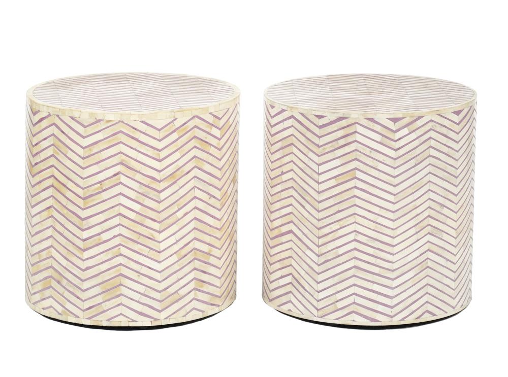 Pr. Horchow Mosaic Bone Drum Tables