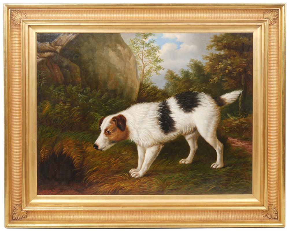 19th C. English Signed Painting of a Dog