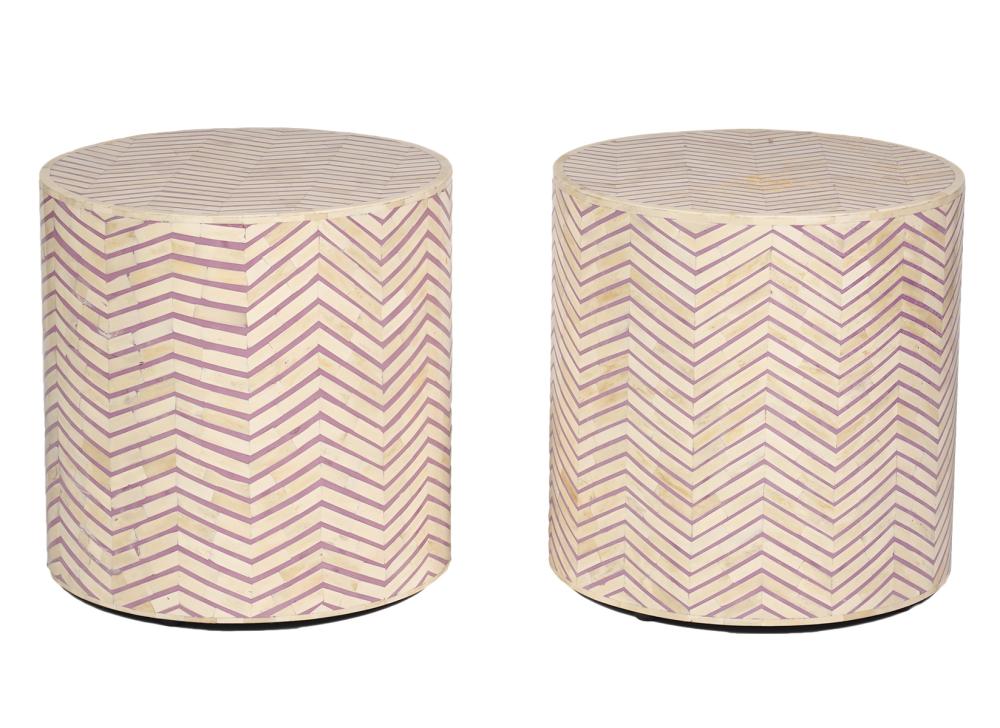 Pr. Horchow Mosaic Bone Drum Tables
