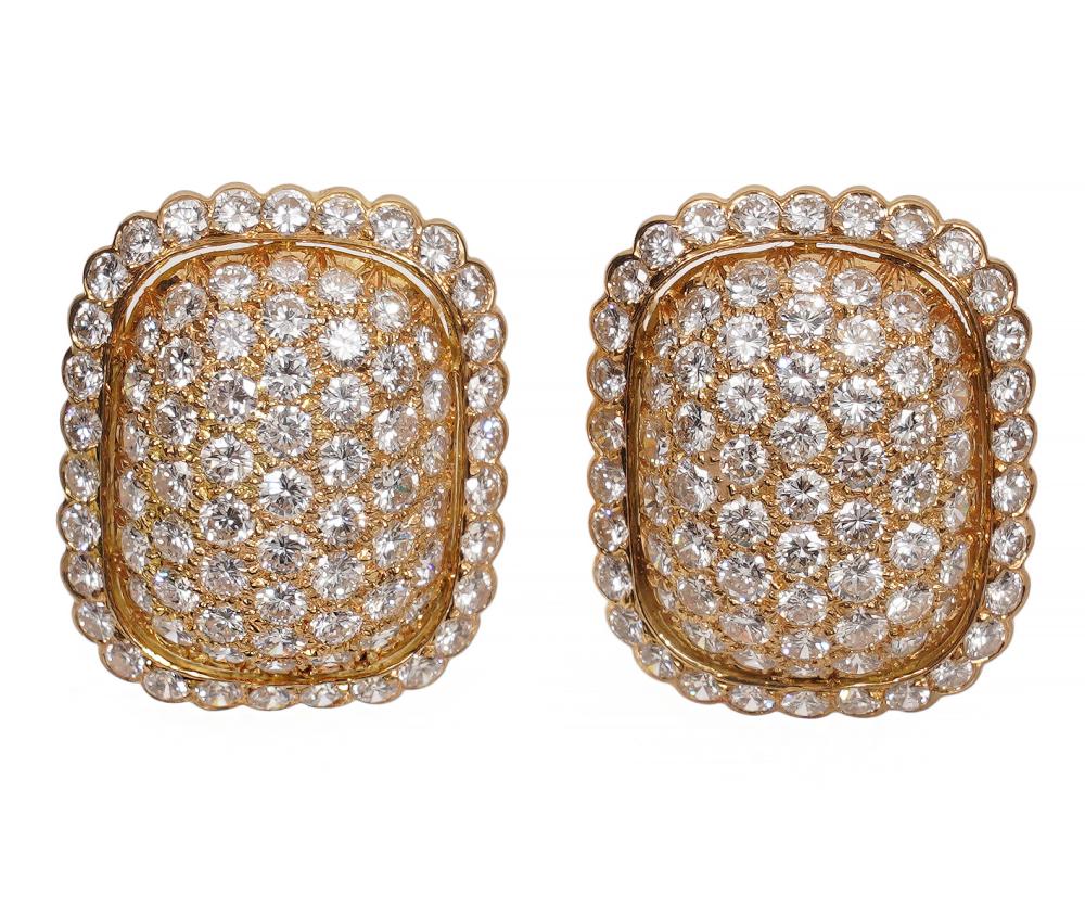 Cartier Pave Diamond & 18K YG Clip On Earrings