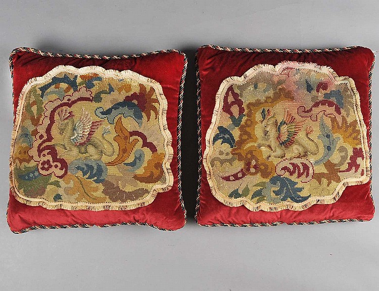 PAIR OF VELVET AND NEEDLEPO... image